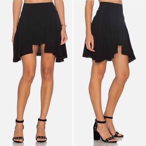MINT FREE PEOPLE NEW YORK BLACK MINI ASYMMETRICAL RAW HEM BOHEMIAN BOHO SKIRT 4